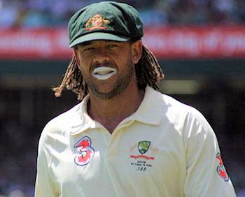 Cricketer with white sunblock on his lips