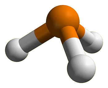 Spacefill image of phosphine